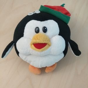 Penguin Santa Round Plush